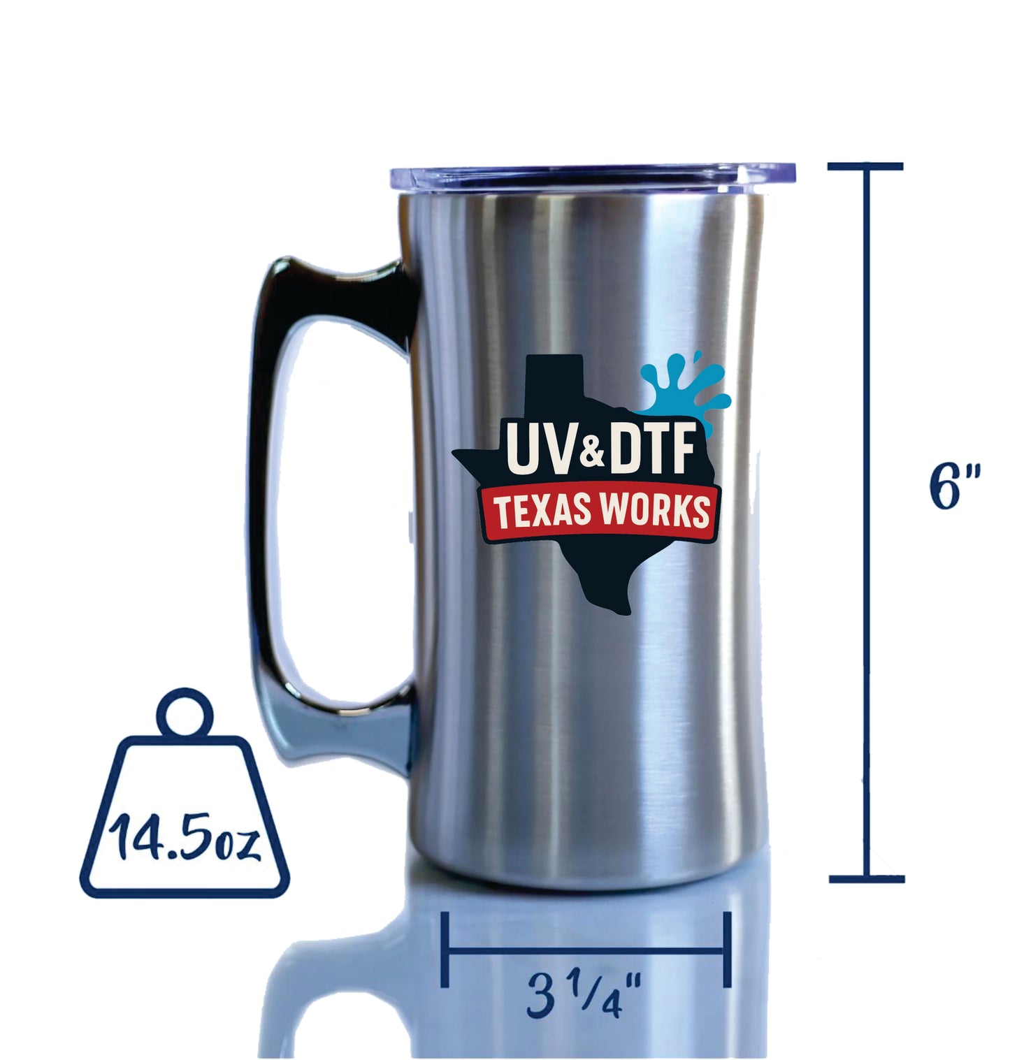 20oz Beer Mug with Handle – Double-Wall Vacuum-Insulated & UV DTF Custom Logo