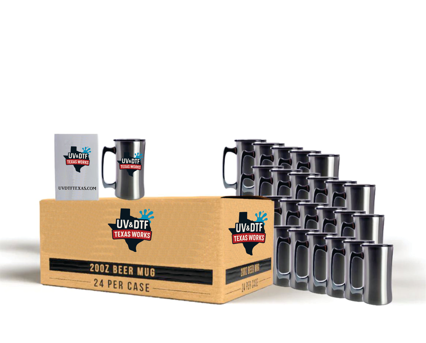 20oz Beer Mug with Handle – Double-Wall Vacuum-Insulated & UV DTF Custom Logo