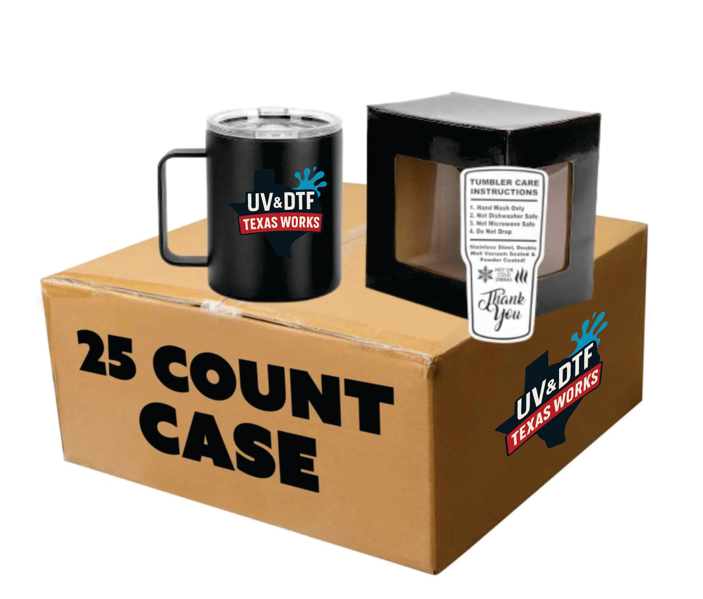 12oz Powder-Coated Camper Mug – Vacuum-Insulated and UV DTF Ready