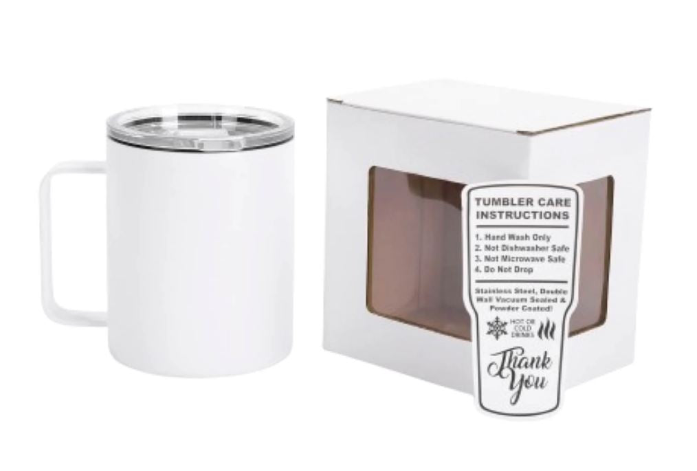 12oz Powder-Coated Camper Mug – Vacuum-Insulated and UV DTF Ready