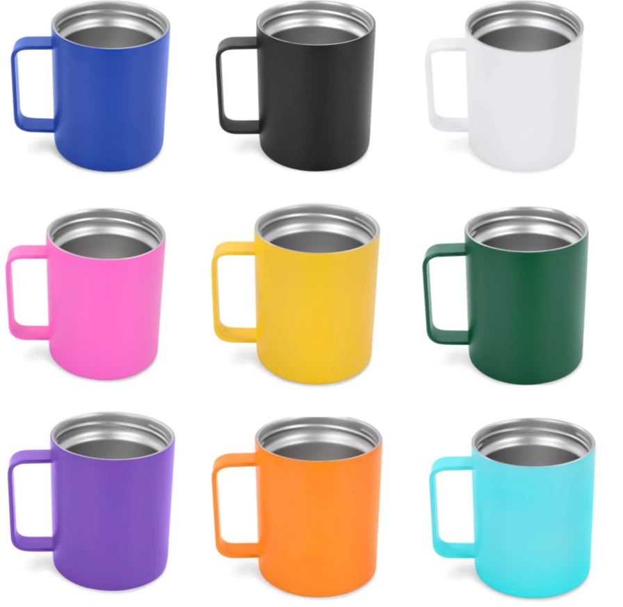 12oz Powder-Coated Camper Mug – Vacuum-Insulated and UV DTF Ready