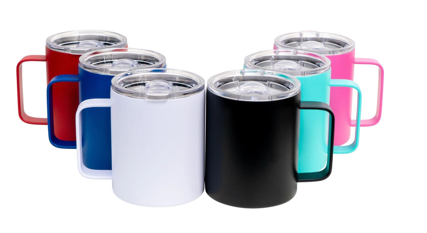 12oz Powder-Coated Camper Mug – Vacuum-Insulated and UV DTF Ready
