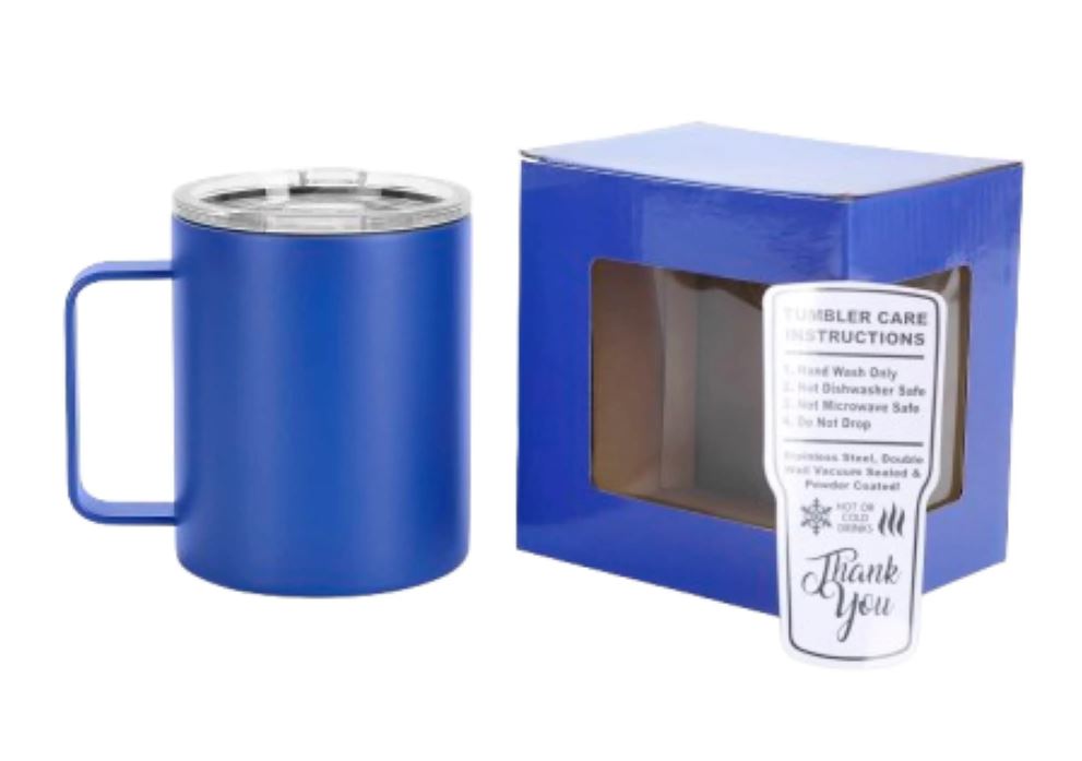 12oz Powder-Coated Camper Mug – Vacuum-Insulated and UV DTF Ready