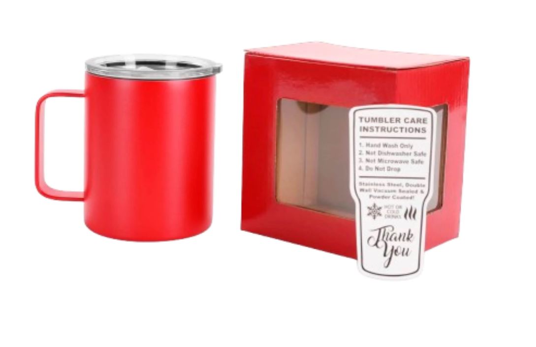 12oz Powder-Coated Camper Mug – Vacuum-Insulated and UV DTF Ready