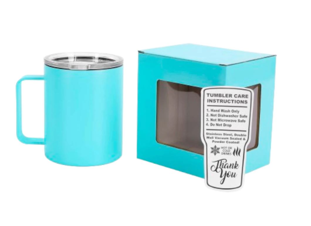 12oz Powder-Coated Camper Mug – Vacuum-Insulated and UV DTF Ready