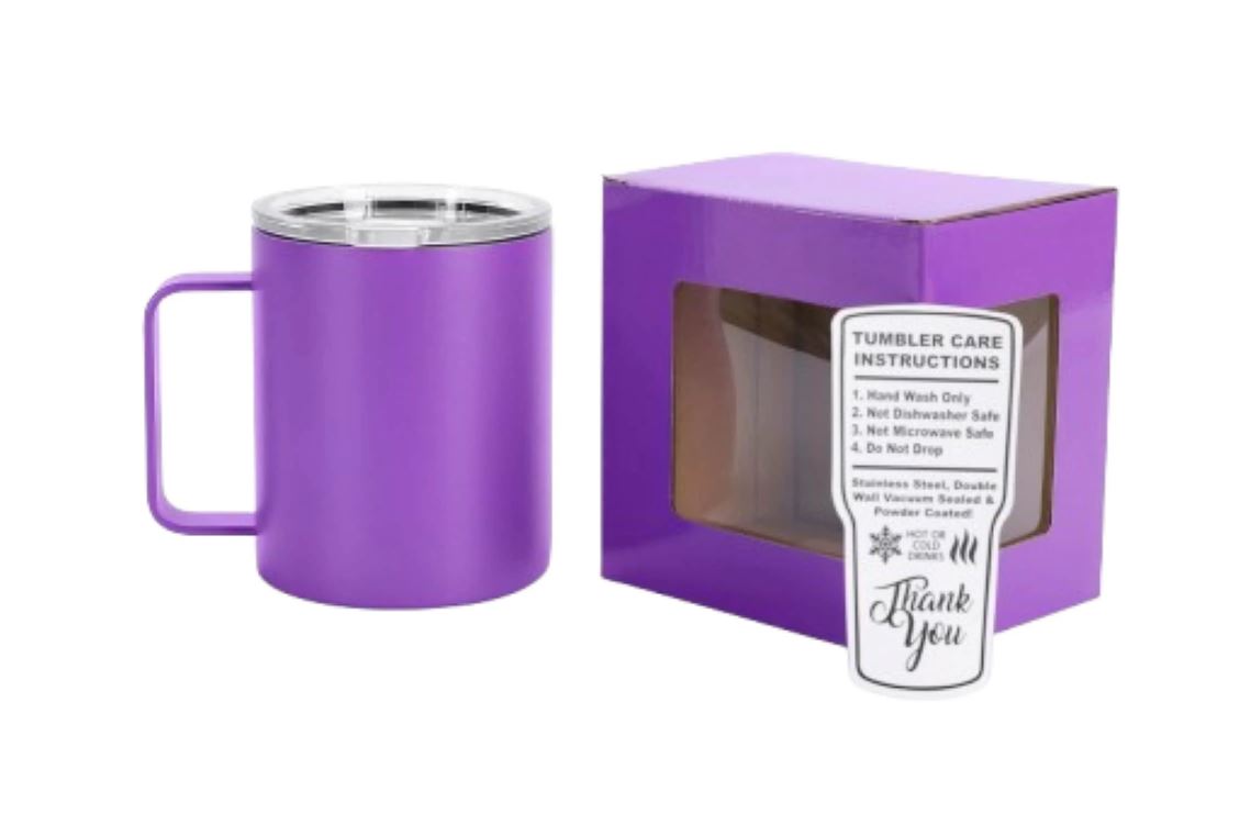 12oz Powder-Coated Camper Mug – Vacuum-Insulated and UV DTF Ready