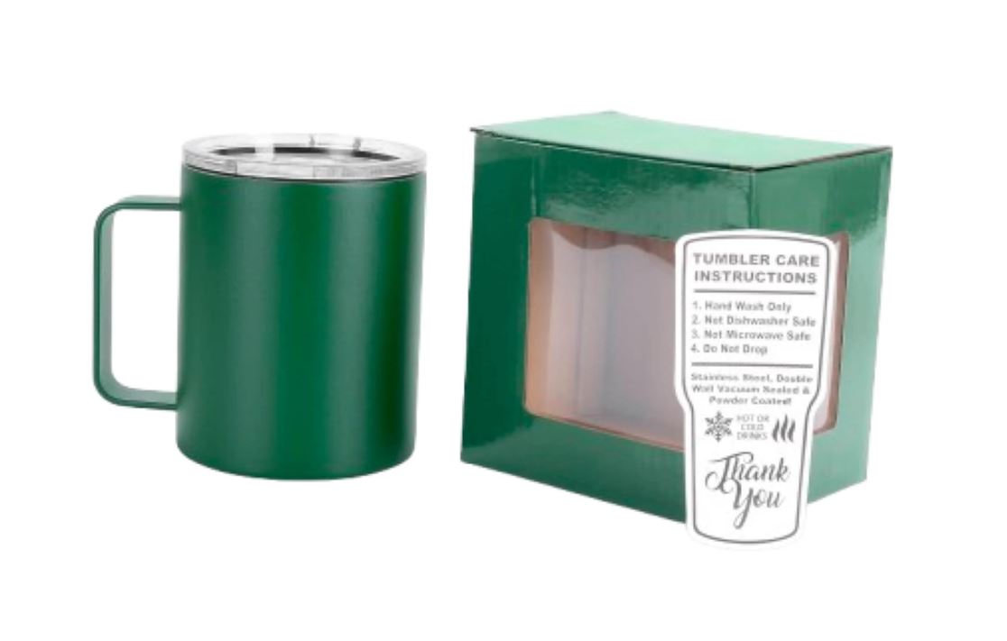 12oz Powder-Coated Camper Mug – Vacuum-Insulated and UV DTF Ready