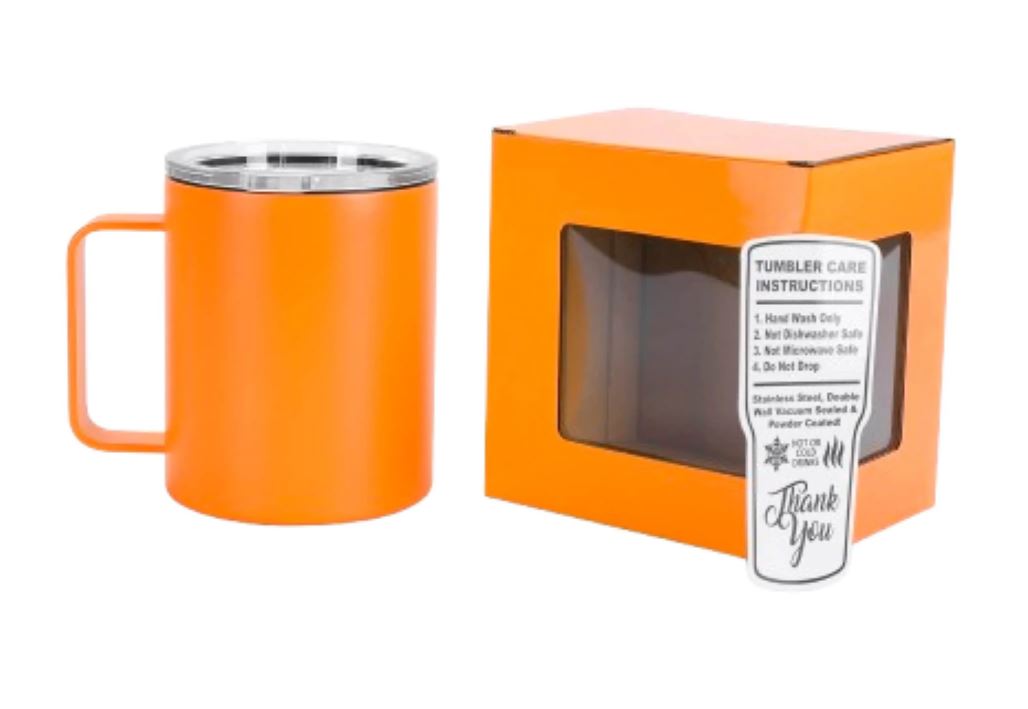 12oz Powder-Coated Camper Mug – Vacuum-Insulated and UV DTF Ready