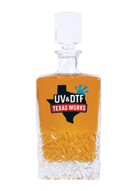 Whiskey Decanter 750mL Hammered/ Chiseled UV DTF printed