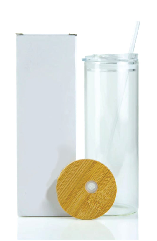 20oz SUBLIMATABLE CLEAR GLASS SKINNY DUO TUMBLER
