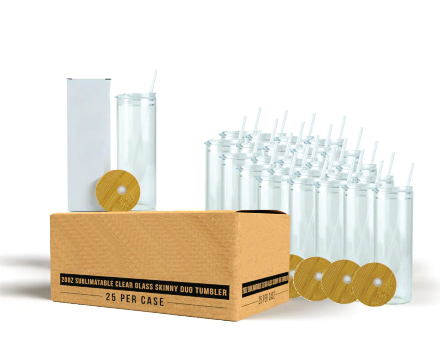 20oz SUBLIMATABLE CLEAR GLASS SKINNY DUO TUMBLER