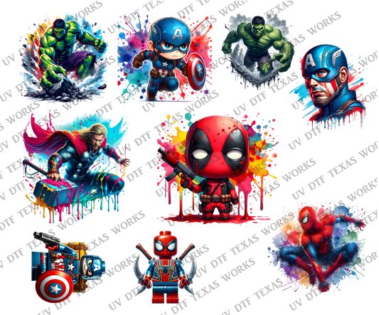 Hero Variety Pack 3 3D decals 10in W x 12in H