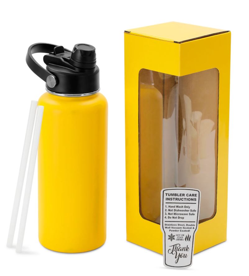 Powder-Coated 32oz Hydro Water Bottle – Vacuum-Insulated & UV DTF Ready