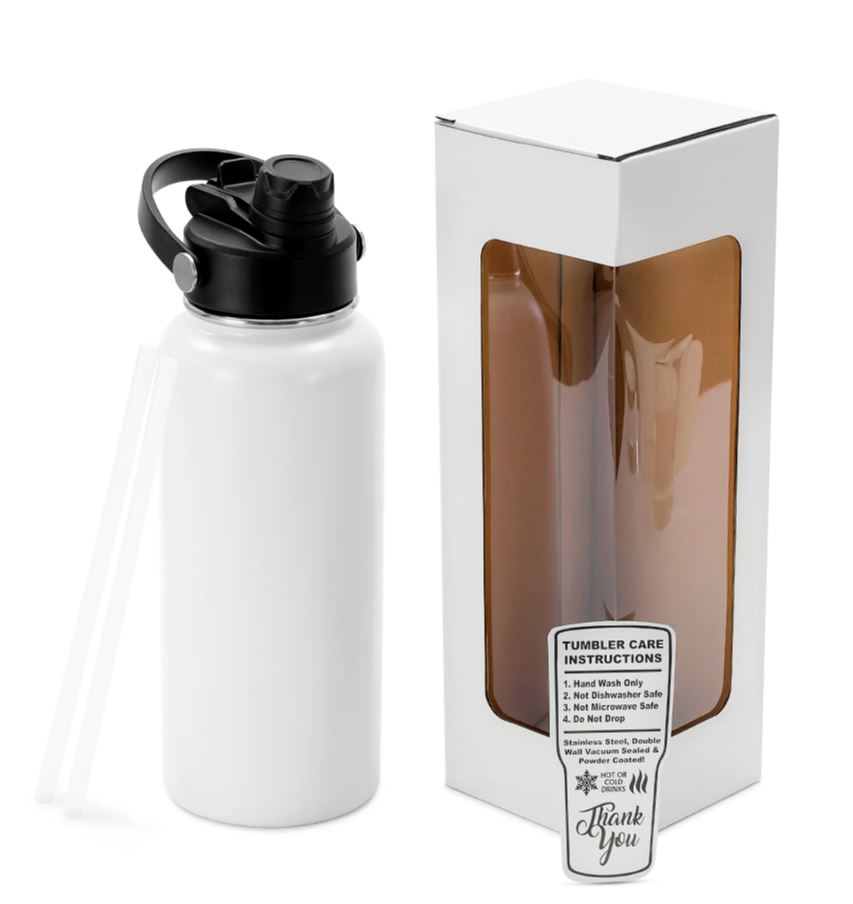 Powder-Coated 32oz Hydro Water Bottle – Vacuum-Insulated & UV DTF Ready