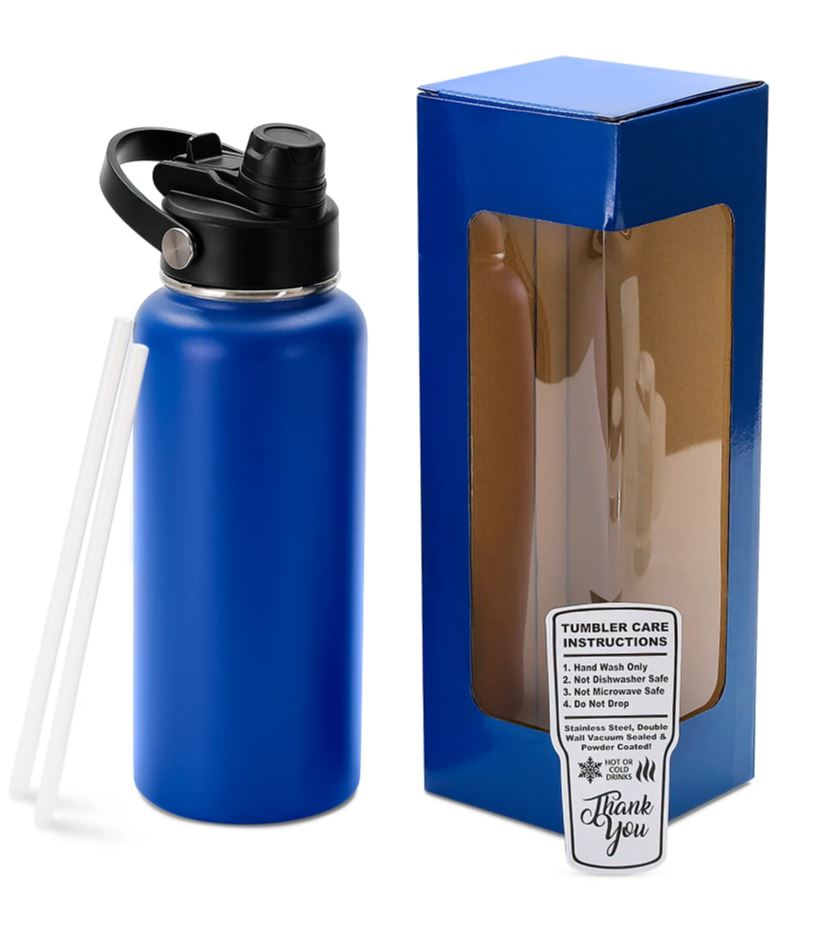 Powder-Coated 32oz Hydro Water Bottle – Vacuum-Insulated & UV DTF Ready