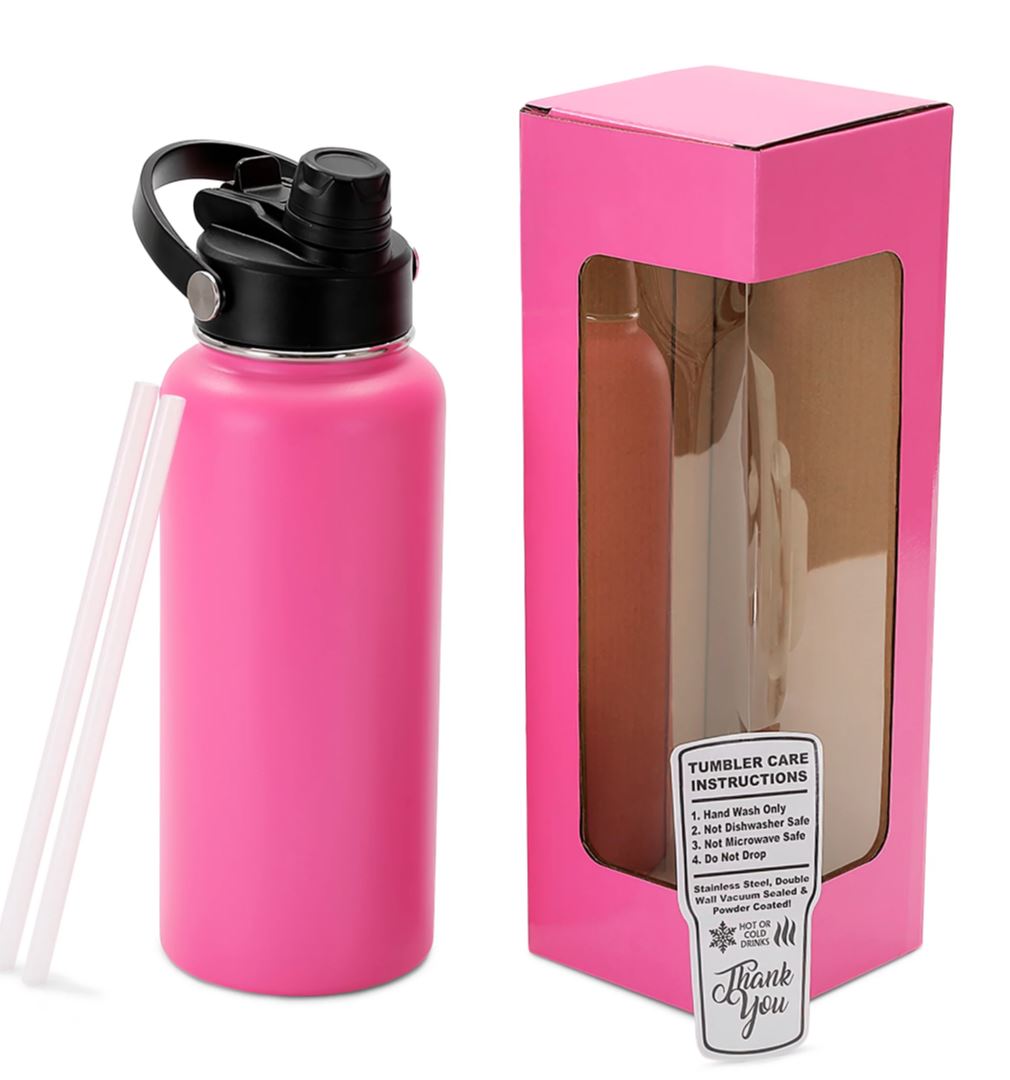 Powder-Coated 32oz Hydro Water Bottle – Vacuum-Insulated & UV DTF Ready