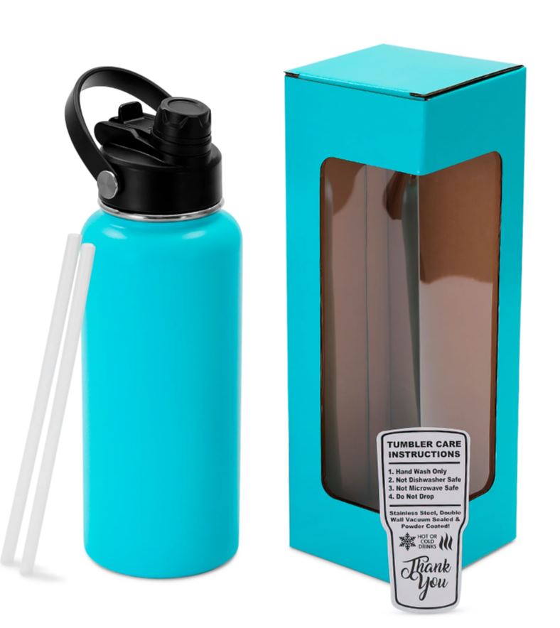 Powder-Coated 32oz Hydro Water Bottle – Vacuum-Insulated & UV DTF Ready