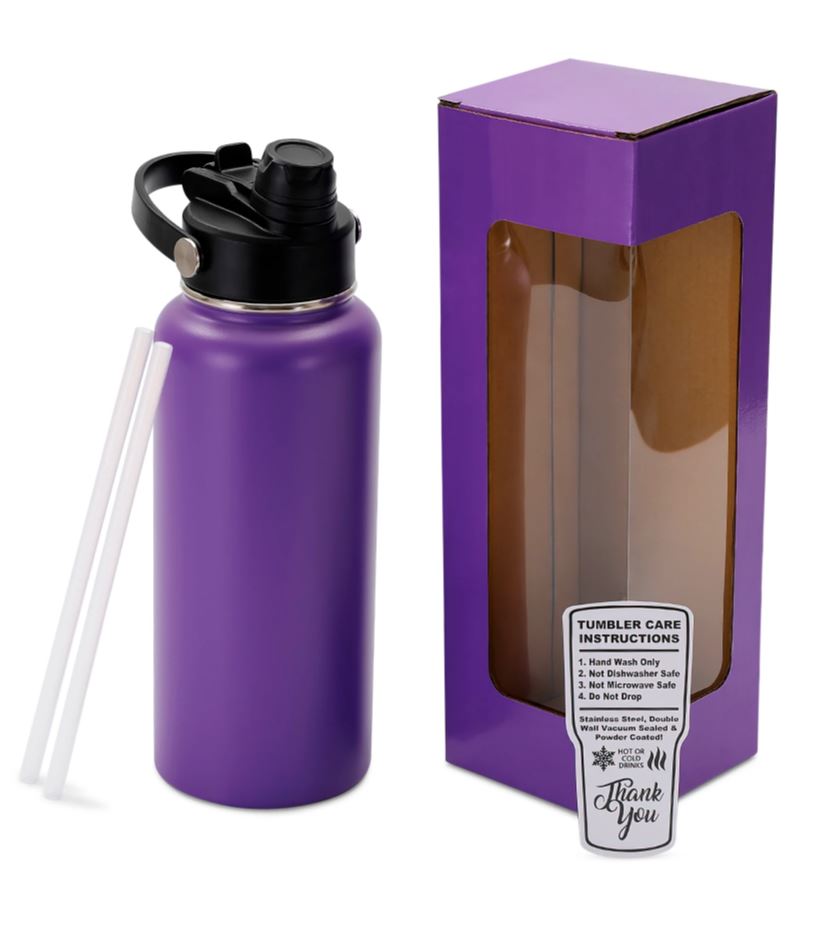 Powder-Coated 32oz Hydro Water Bottle – Vacuum-Insulated & UV DTF Ready