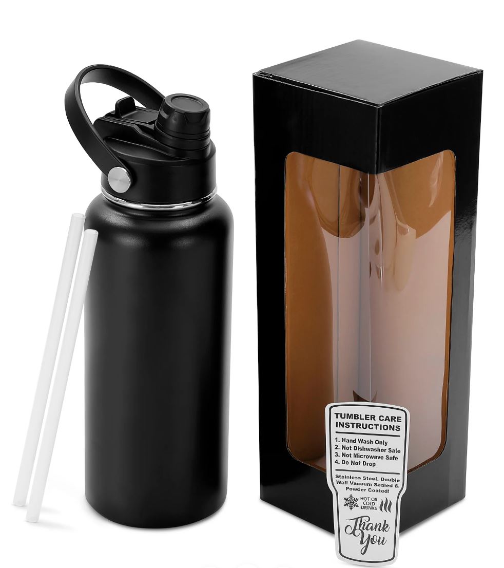 Powder-Coated 32oz Hydro Water Bottle – Vacuum-Insulated & UV DTF Ready