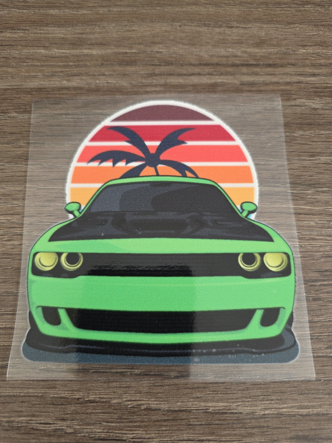 Muscle Car Sunset UV DTF Raised DECAL STICKER Waterproof High Quality 4in