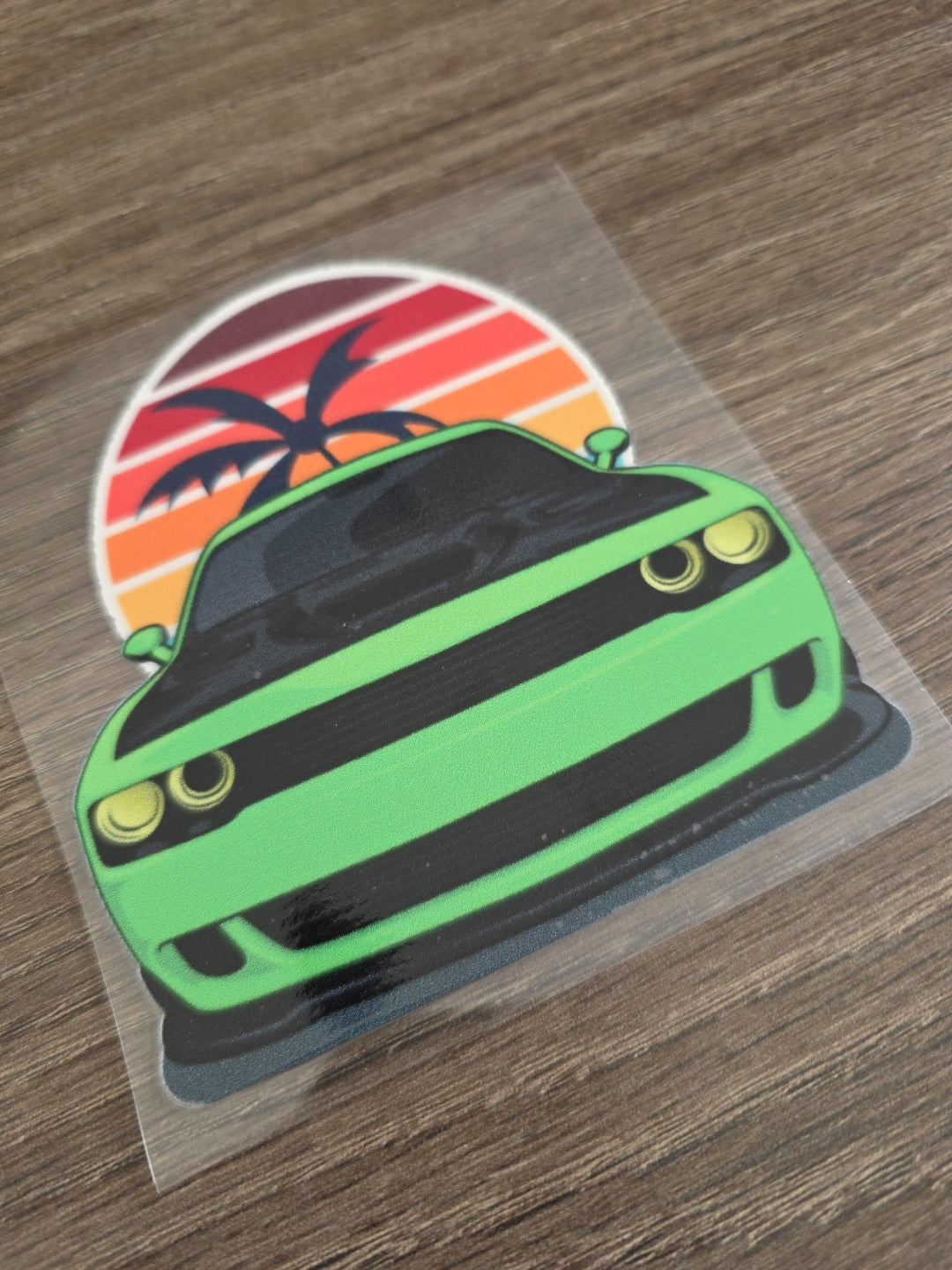 Muscle Car Sunset UV DTF Raised DECAL STICKER Waterproof High Quality 4in