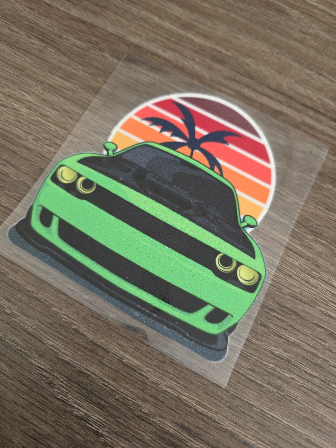 Muscle Car Sunset UV DTF Raised DECAL STICKER Waterproof High Quality 4in