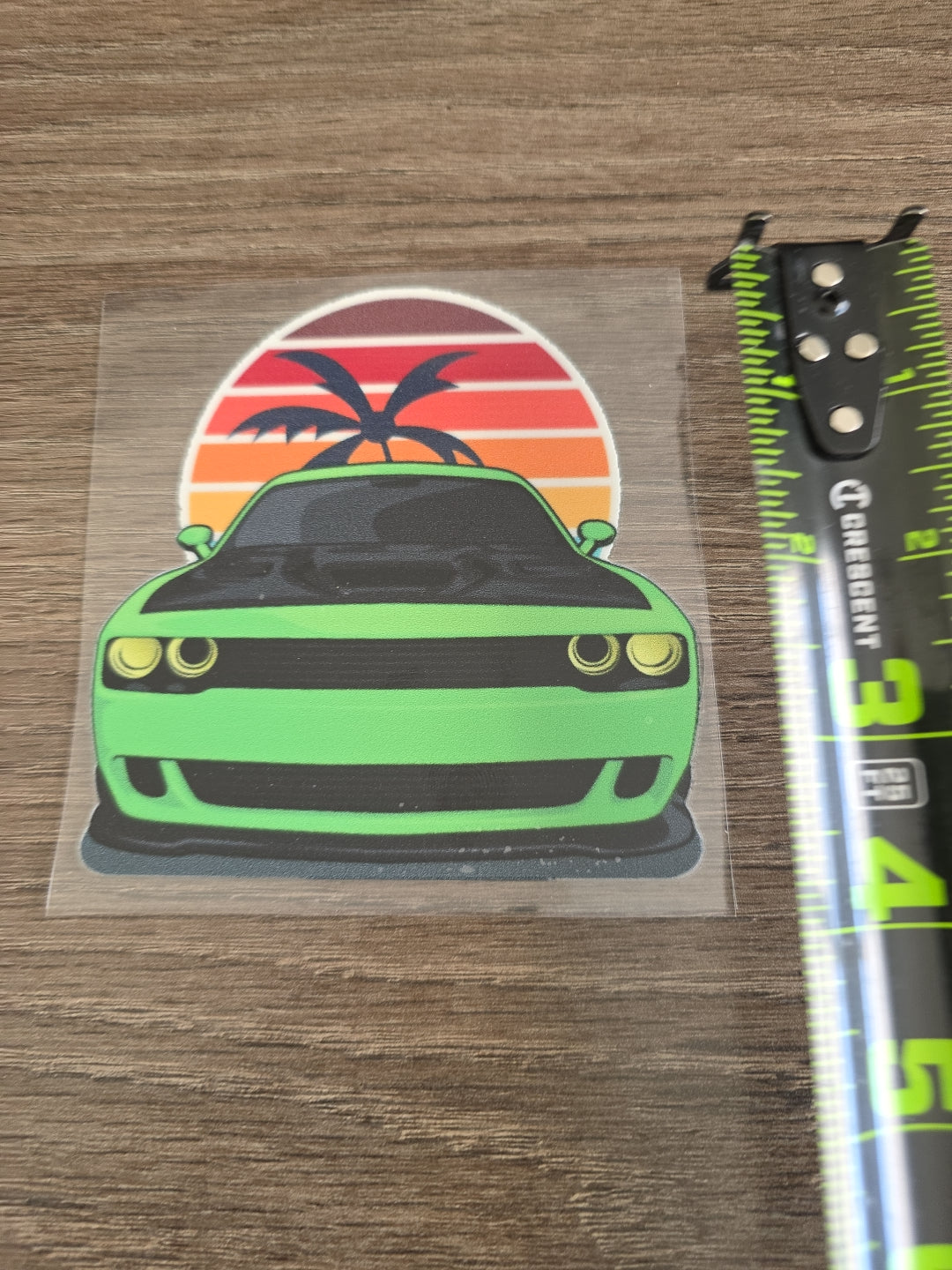 Muscle Car Sunset UV DTF Raised DECAL STICKER Waterproof High Quality 4in