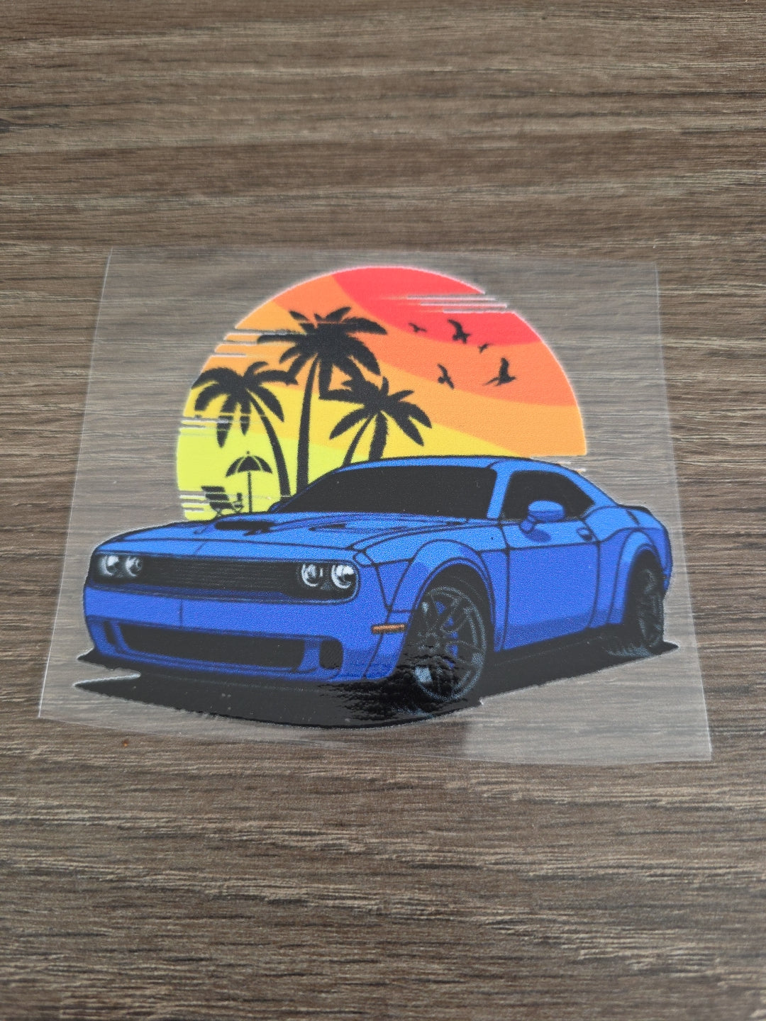 Muscle Car Sunset UV DTF Raised DECAL STICKER Waterproof High Quality 4in
