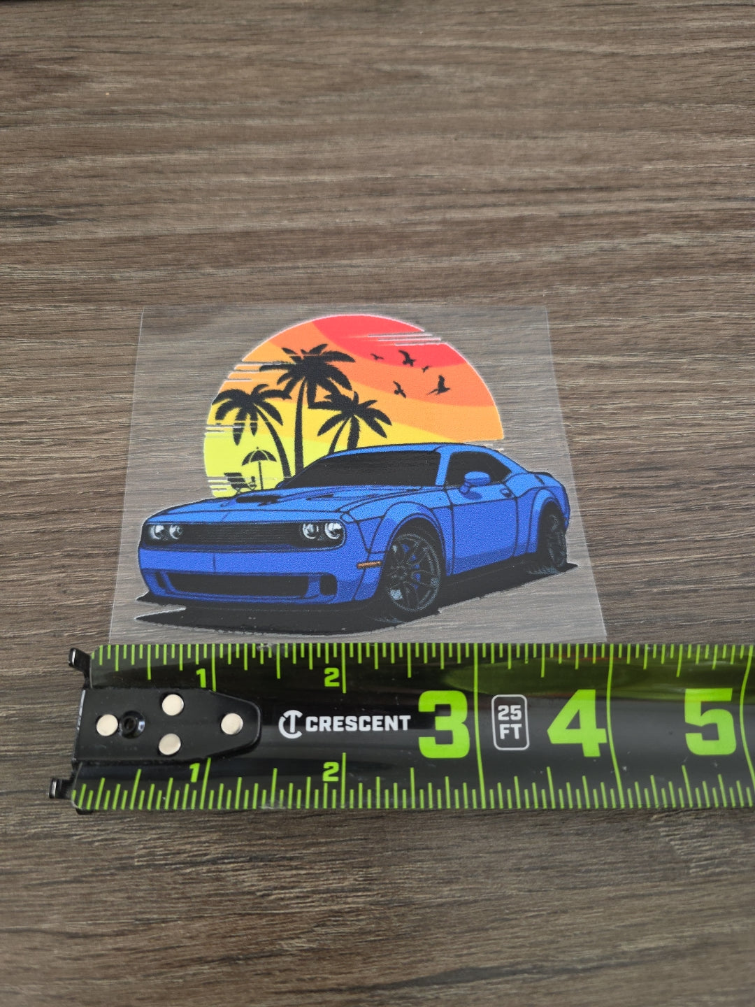 Muscle Car Sunset UV DTF Raised DECAL STICKER Waterproof High Quality 4in
