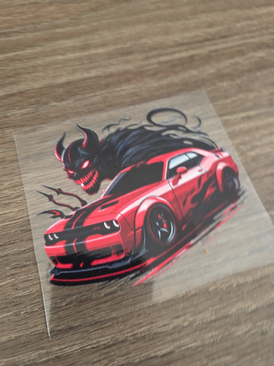 Dodge Challenger Demon High Quality Waterproof Raised UV DTF Window Decal 4in