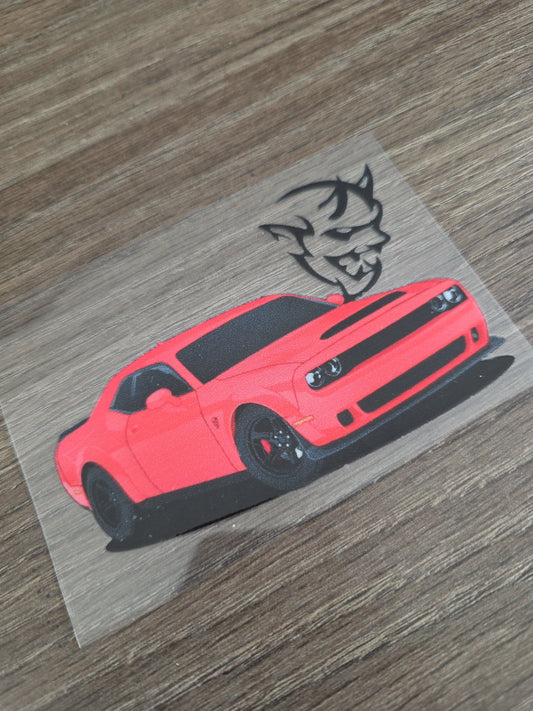 Dodge Challenger Demon High Quality Waterproof Raised UV DTF Window Decal 4in