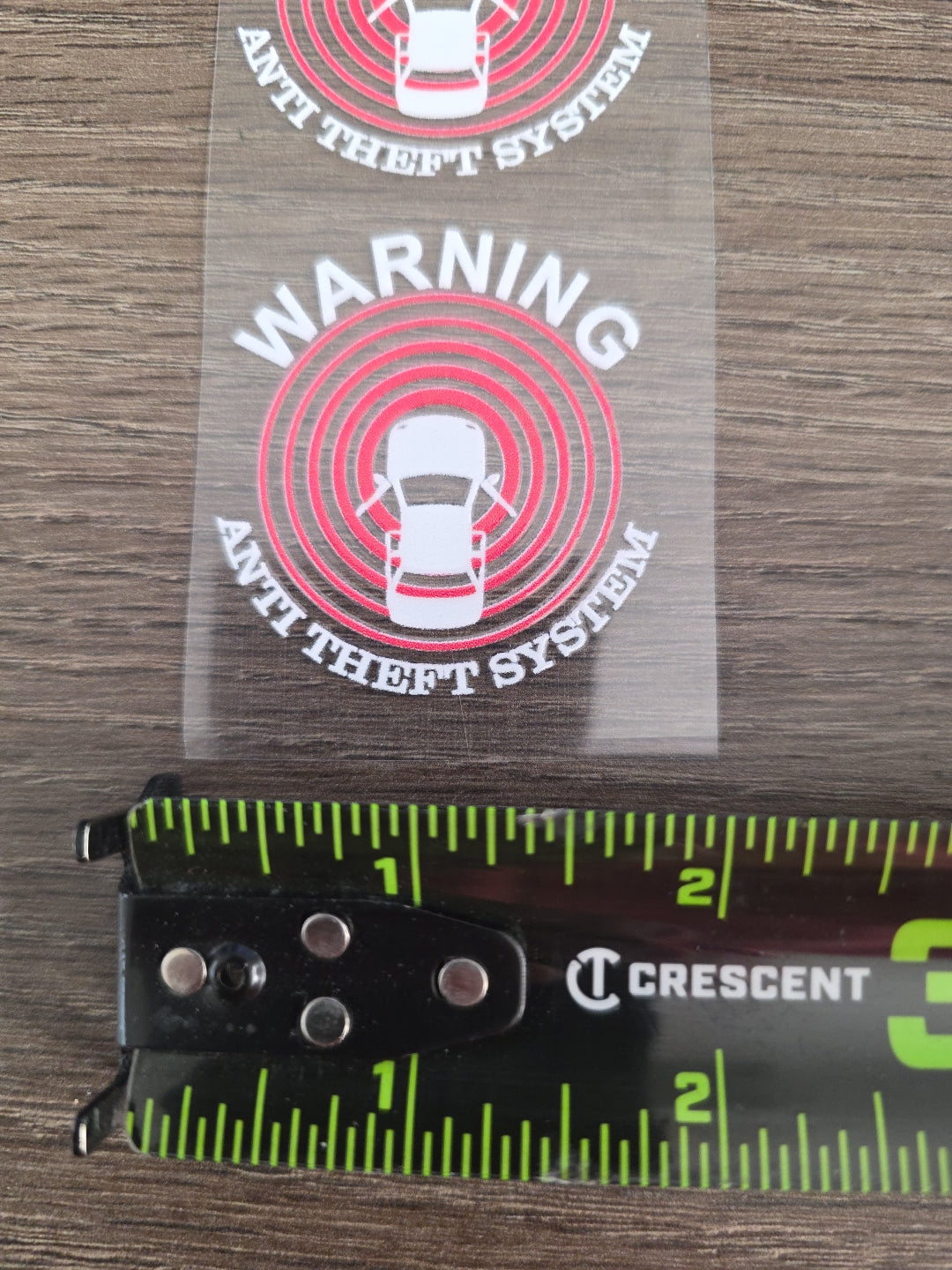 4 Pack Car Alarm Decals – 1.75 x 1.75 Clear UV DTF Security Stickers