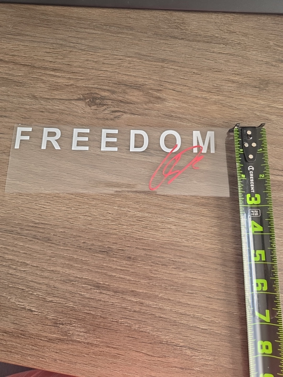 8in FREEDOM Charlie Kirk Memorial MAGA DECAL UV DTF White with Signature