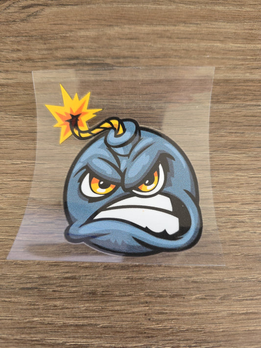 Custom UV DTF Ignited Angry Bomb Decal Sticker For Laptop, Books, Walls, Windows