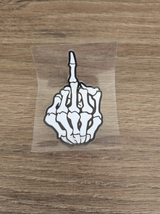 Middle Finger Skeleton Hand Bones Funny Decal Sticker UV DTF- Car Window Wall