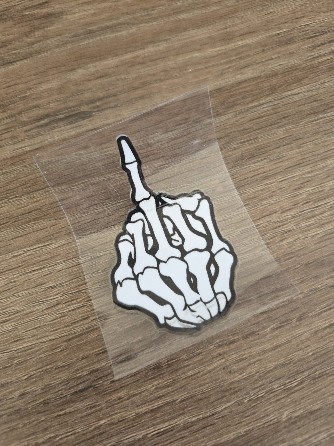 Middle Finger Skeleton Hand Bones Funny Decal Sticker UV DTF- Car Window Wall