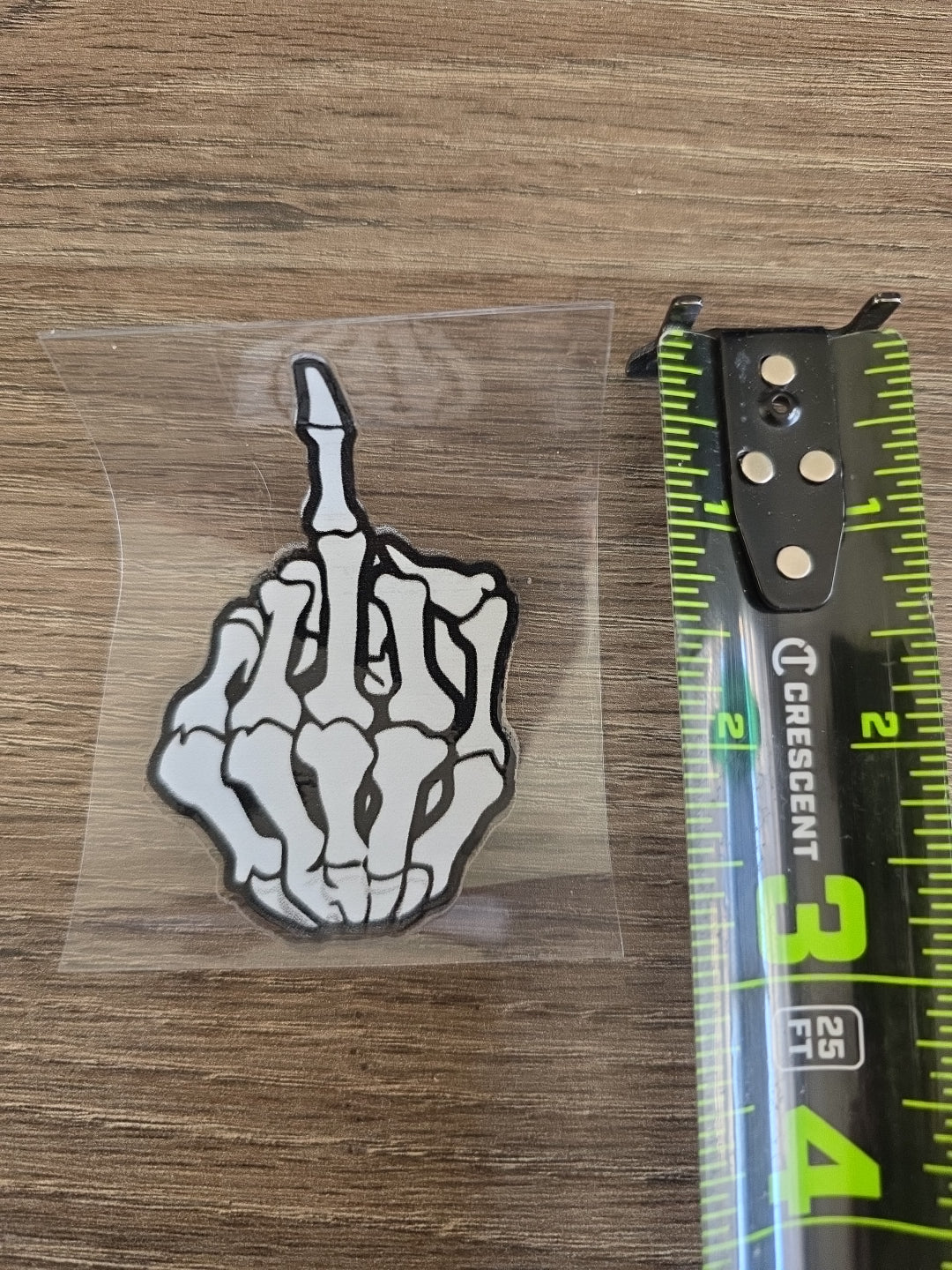 Middle Finger Skeleton Hand Bones Funny Decal Sticker UV DTF- Car Window Wall