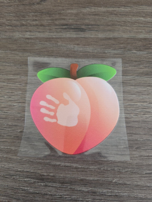 Peach Left Hand Print Emoji UV DTF Decal Sticker Waterproof For Hard Surfaces