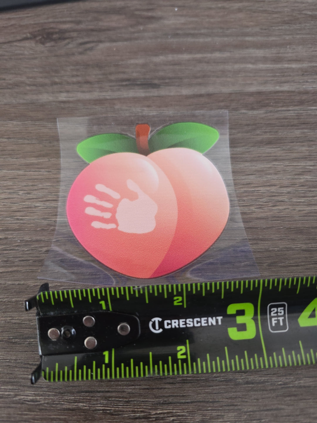 Peach Left Hand Print Emoji UV DTF Decal Sticker Waterproof For Hard Surfaces