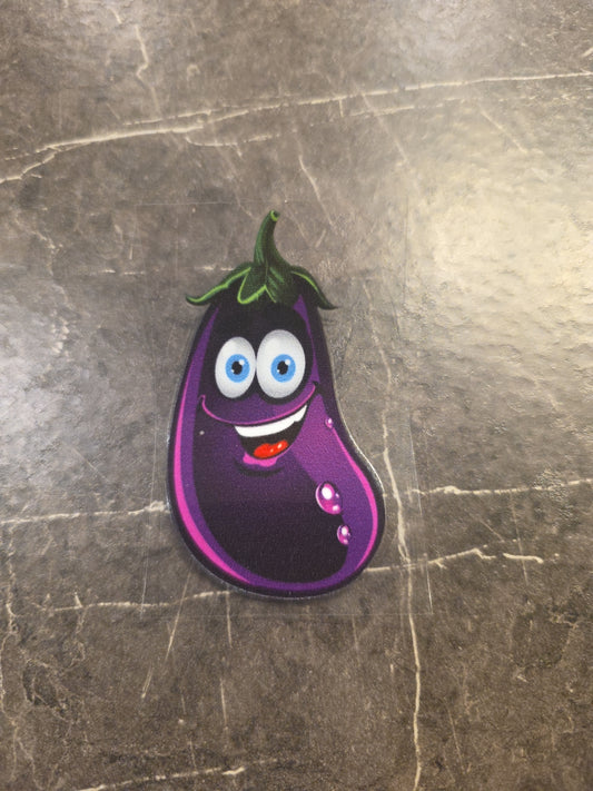 Eggplant Emoji UV DTF Decal Sticker Raised Waterproof Vibrant Color Design