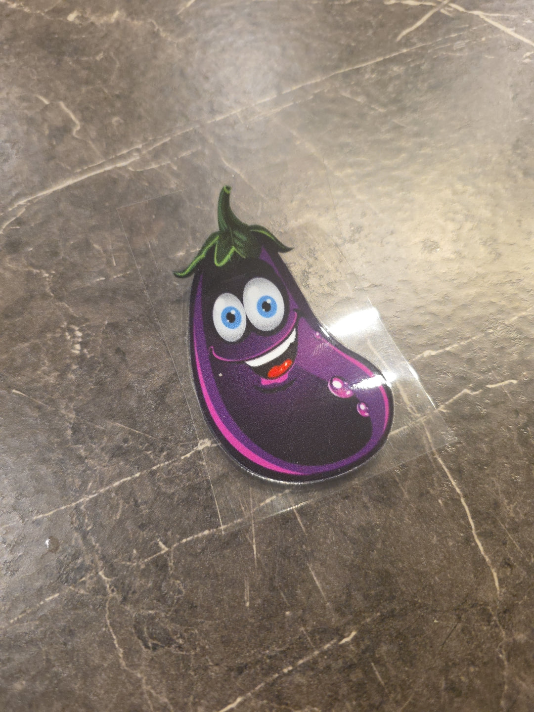 Eggplant Emoji UV DTF Decal Sticker Raised Waterproof Vibrant Color Design