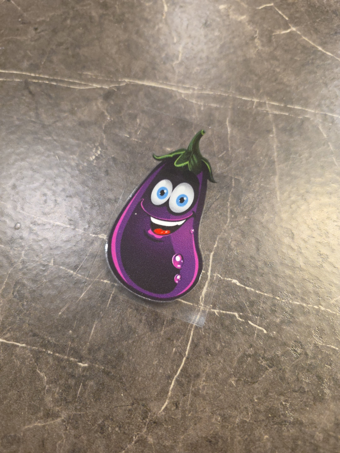 Eggplant Emoji UV DTF Decal Sticker Raised Waterproof Vibrant Color Design