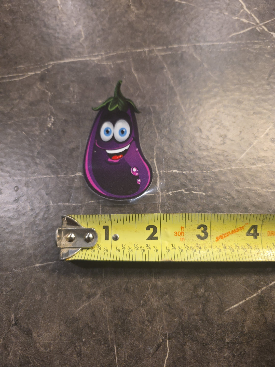 Eggplant Emoji UV DTF Decal Sticker Raised Waterproof Vibrant Color Design