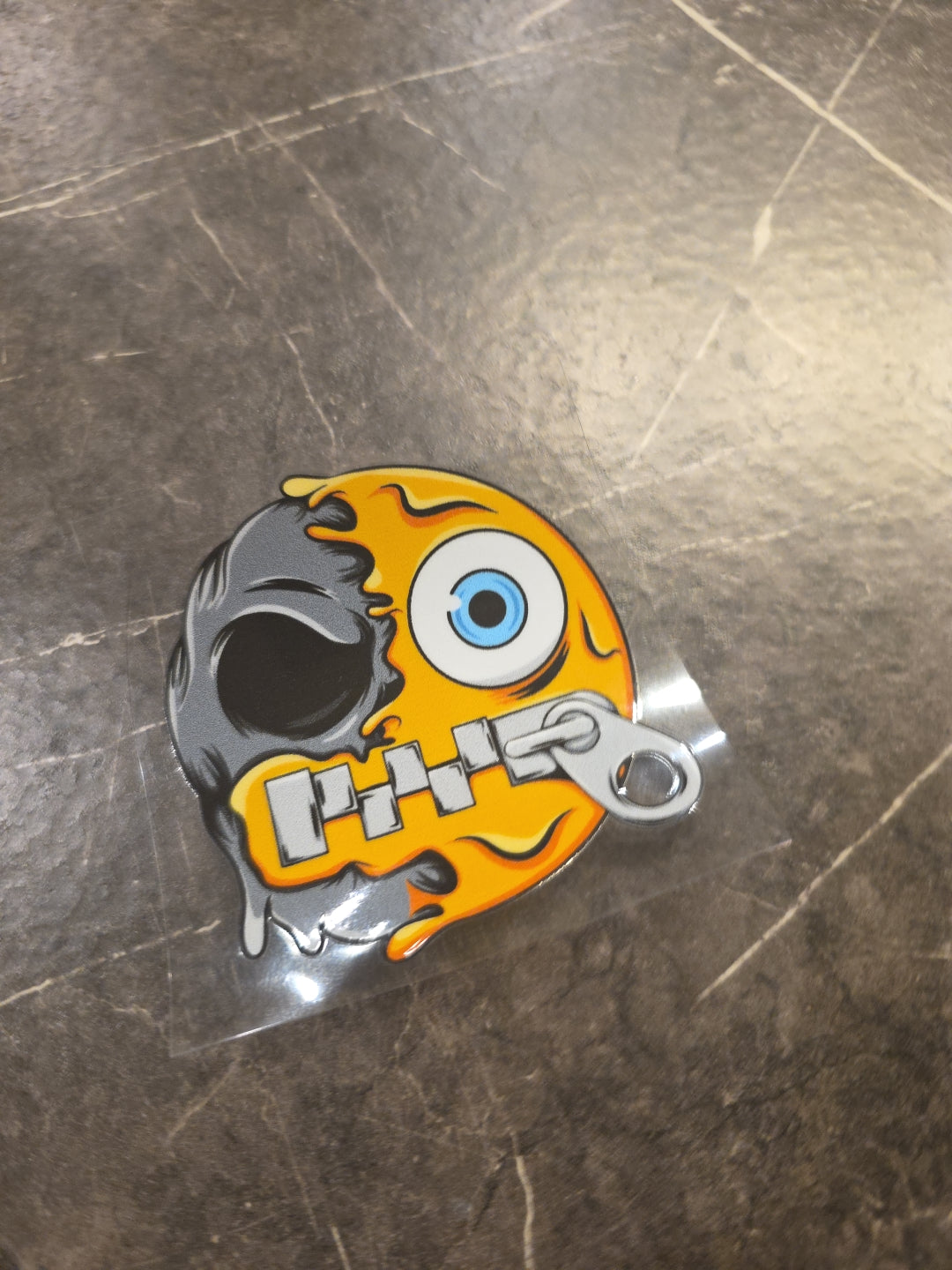 Zipper Mouth Zombie Smiley Face Emoji UVDTF Decal Sticker Full Color Waterproof