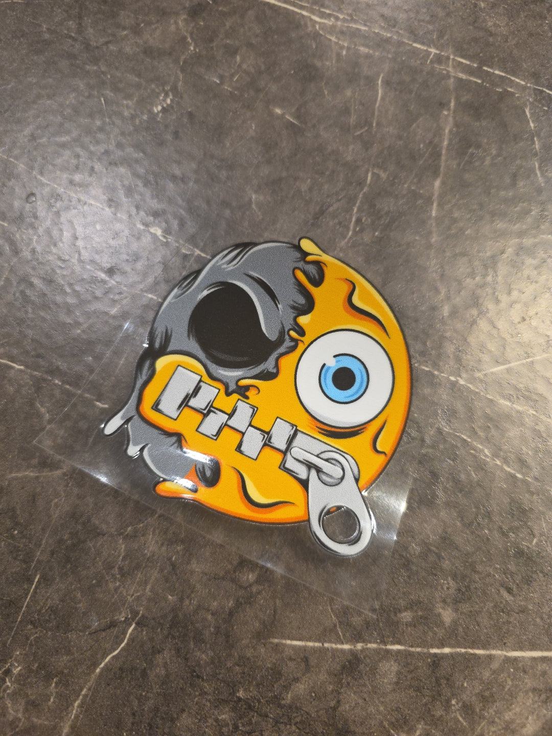 Zipper Mouth Zombie Smiley Face Emoji UVDTF Decal Sticker Full Color Waterproof