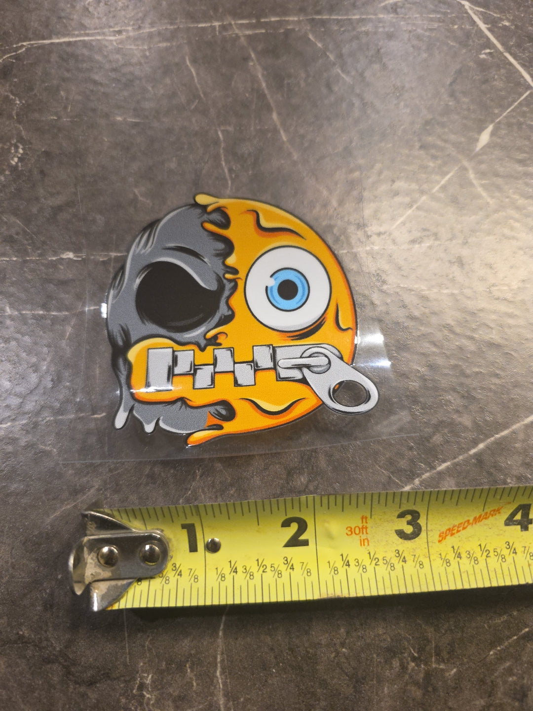 Zipper Mouth Zombie Smiley Face Emoji UVDTF Decal Sticker Full Color Waterproof