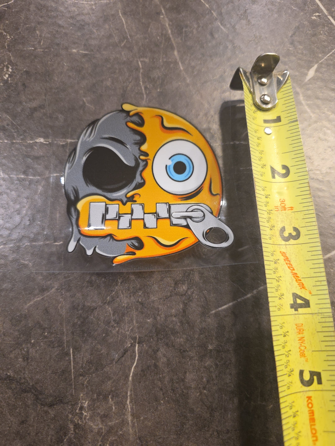 Zipper Mouth Zombie Smiley Face Emoji UVDTF Decal Sticker Full Color Waterproof