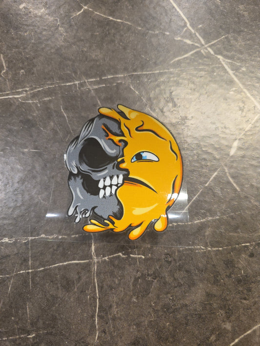 Sad Split Zombie Smiley Face Emoji UVDTF Raised Decal Sticker Waterproof USA