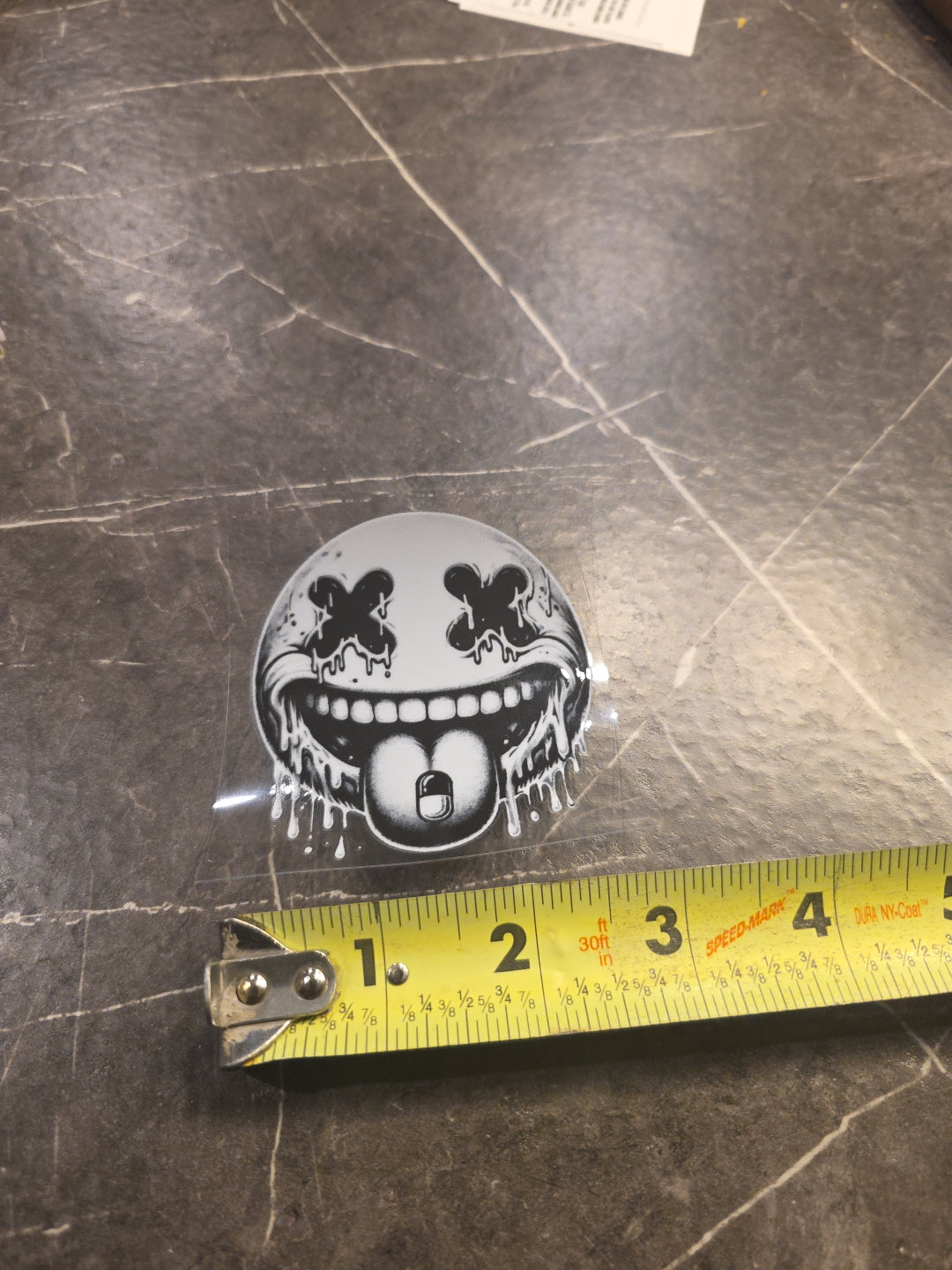 Dead Pilled White Smiley Face Emoji UVDTF Raised Decal Sticker Waterproof USA