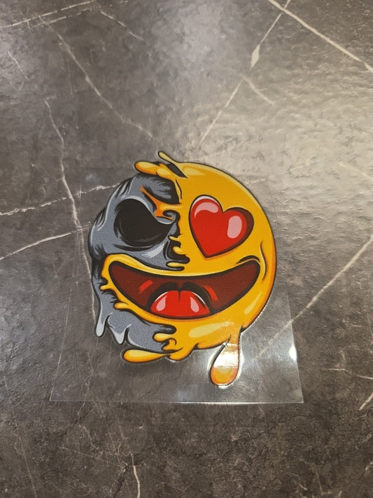 In Love Smiley Face Zombie Split Emoji UVDTF Raised Decal Sticker Waterproof USA